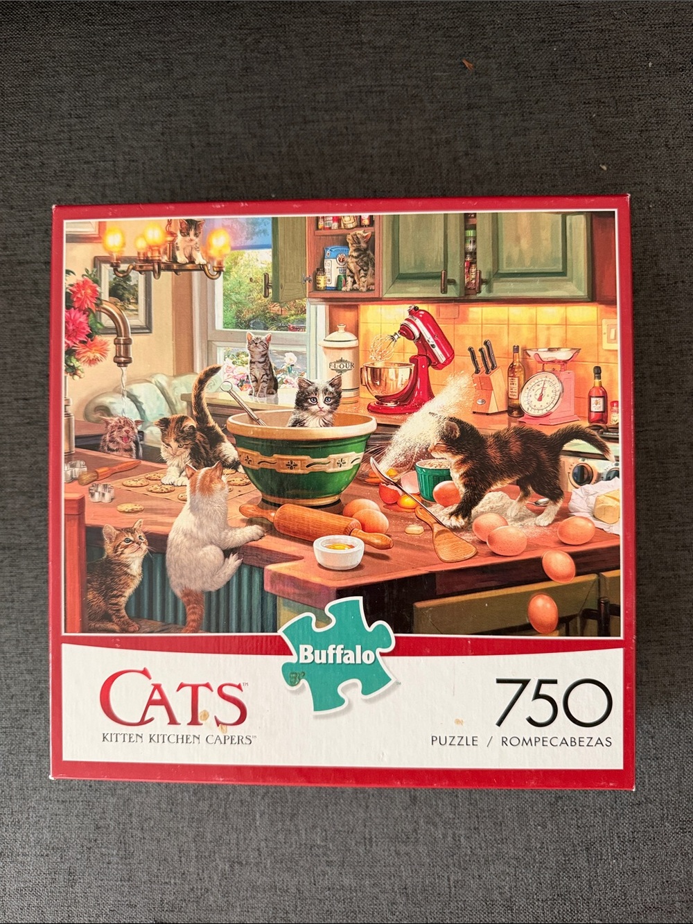Buffalo David Bitton Cats Kitten Kitchen Capers Puzzle - Red, Green, Brown